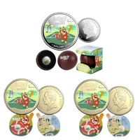 COMBO 2027 $1 Bluey Cricket Coloured Coin Combo 1 Silver Proof 2 x Uncirculated