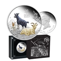 2026 $1 Year of the Goat - Australian Lunar Series III Coloured 1 Oz Silver Proof Coin