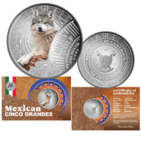 2026 Grey Wolf - Mexican Cinco Grandes (Big 5) 1/4oz Silver Coin in Card