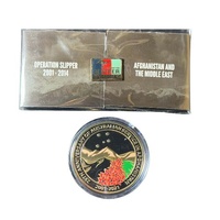 25th Anniversary Of Australian Service in Afghanistan Challenge Coin + Operation Slipper 2001 - 2014 Afghanistan and The Middle East Lapelle Pin