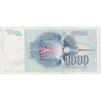 Yugoslavia 1000 Dinera Paper Banknote Nikola Tesla 1856-1943 Circulated Condition