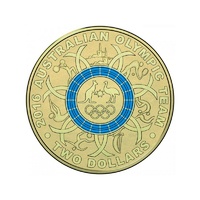 2016 $2 Blue Olympic Ring - Rio Olympics Coloured Coin Circulated