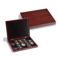 Wooden coin presentation case with 20 square blank fields, 50 x 50mm for QUADRUM Capsules