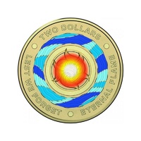 2018 $2 Eternal Flame  - Lest We Forget Multi Coloured AUNC Coin