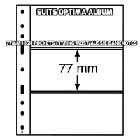 Lighthouse NUMIS 3c Banknote OPTIMA Album Sheets 10 Pack 3 x 77mm Spaces Per Sheet