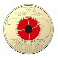 2018 Red Poppy Remembrance Day Armistice $2 AUNC Coin