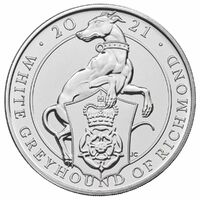 2021 £5 Queen’s Beasts White Greyhound of Richmond Brilliant Uncirculated Coin