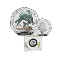 2021Temnodontosaurus 50p Coloured Silver Proof Coin