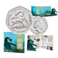2021 50p Dinosaur Plesiosaurus Copper-Nickel Brilliant UNC
