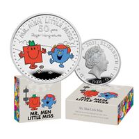 2021 50th Anniversary of Mr Men Mr Strong & Little Miss Giggles £2 1oz Coloured Silver Proof Coin