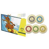 2020 $2 Tokyo Olympics 5 Coin Set Surfing Folder Style