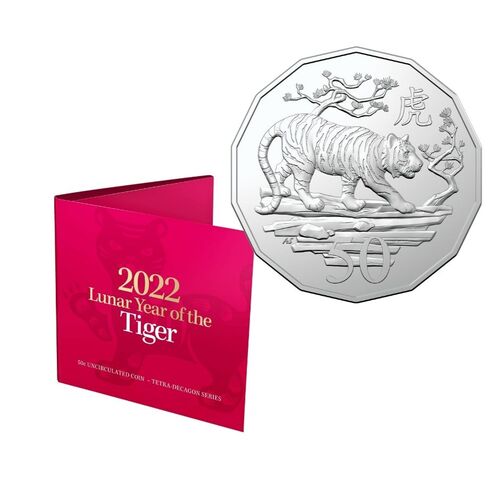2022 50c Lunar Year of the Tiger Cupro-Nickel Brilliant Uncirculated Coin