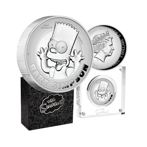 2022 $2 The Simpsons - Bart Simpson 2oz Silver Proof High Relief Coin
