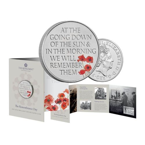 2021 £5 Remembrance Day  Coloured Cupro-Nickel Brilliant Uncirculated Coin