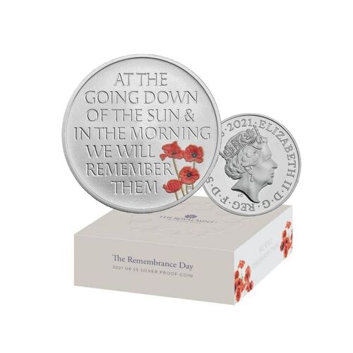 2021 £5 Remembrance Day Coloured Silver Proof Coin