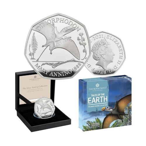 2021 50p Dimorphodon Silver Proof Coin