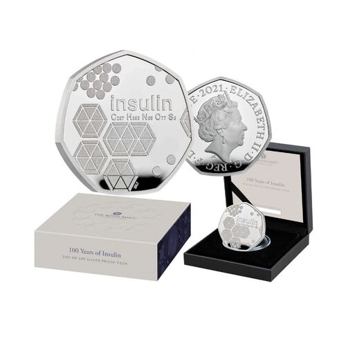  2021 50p 100 Years of Insulin Silver Proof Coin