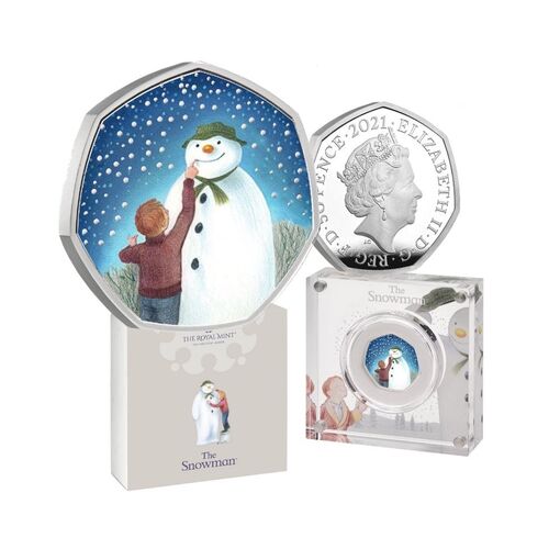 2021 50p The Snowman Coloured Silver Proof Coin