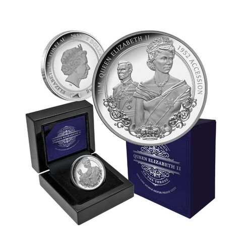 2022 $5 Tokelau QEII Accession 1oz Silver Proof Coin