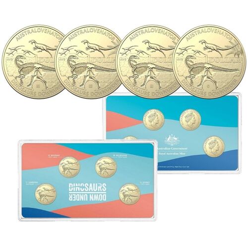 2022 $1 C Mintmark Dinosaurs Downunder 4 Coin mintmark Set