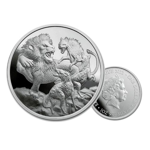 2022 Apex Predators Lion and Hyena 1oz Silver Brilliant Uncirculated Coin