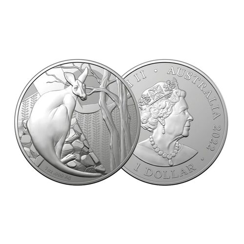 2022 $1 Kangaroo Impressions of Australia Silver Frosted UNC