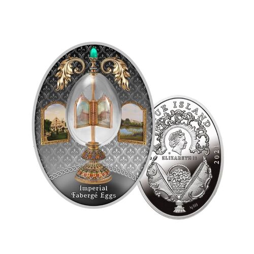 2021 $1 Fabergé Egg - Revolving Miniatures Egg Coloured Silver Proof Coin