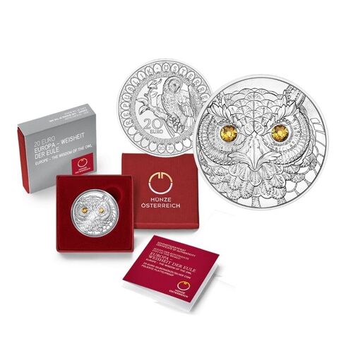 2021 20 Euro Wisdom of the Owl Silver Proof Coin