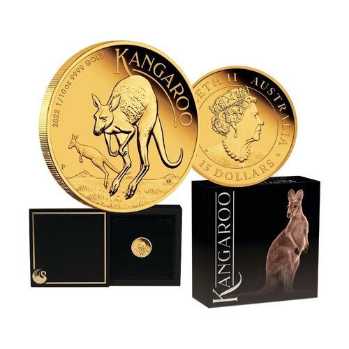 2022 $15 Kangaroo 1/10oz Gold Proof Coin