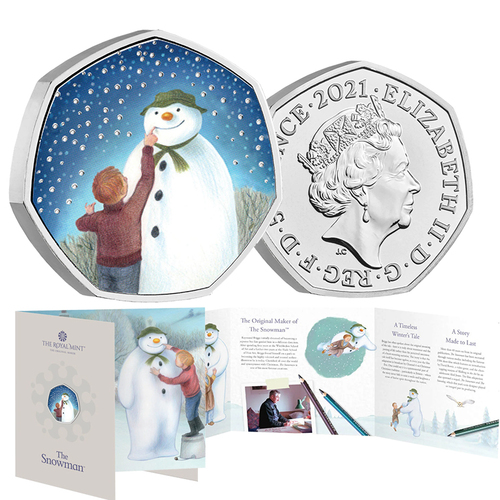 2021 50p The Snowman Coloured BUNC Coin