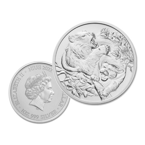2022 $1 Apex Predators Cougar and Bear 1oz Silver Brilliant UNC