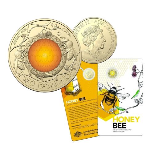 2022 $2 Honey Bee 'C' Mint Mark Coloured UNC