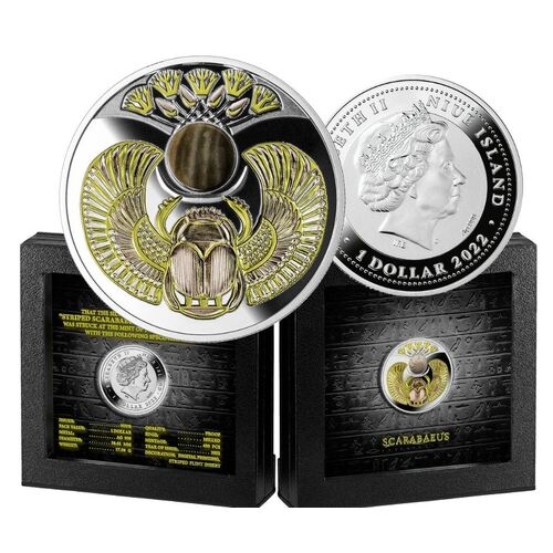 2022 $1 Striped Scarab Beetle Coloured Silver Proof Coin