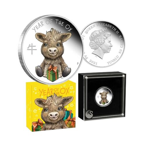2021 50c  Year of the Ox Baby Ox 1/2oz Silver Proof Coin