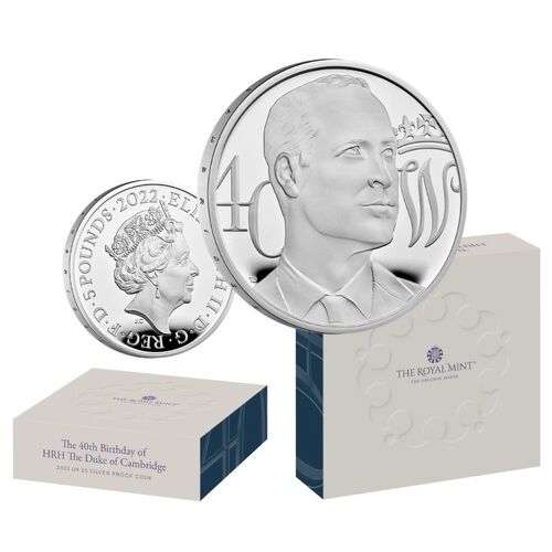 2022 £5 HRH Duke of Cambridge 40th Birthday Silver Proof Coin