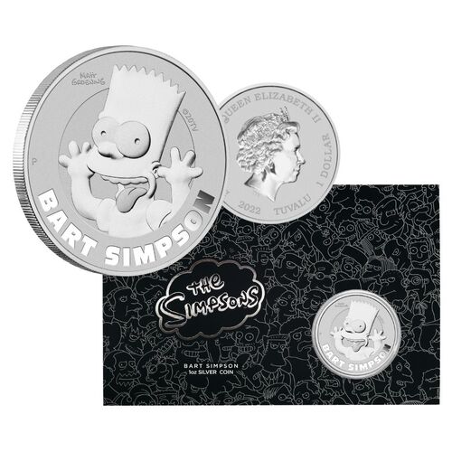2022 $1 Bart Simpson 1oz Silver Brilliant UNC Coin on Card 