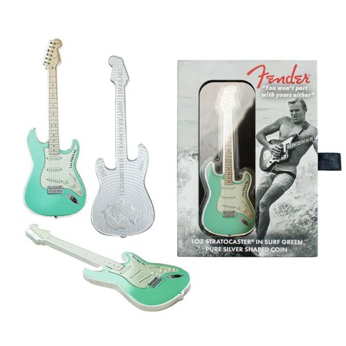 2022 Fender 1oz Pure Silver Coin- Stratocaster in Surf Green
