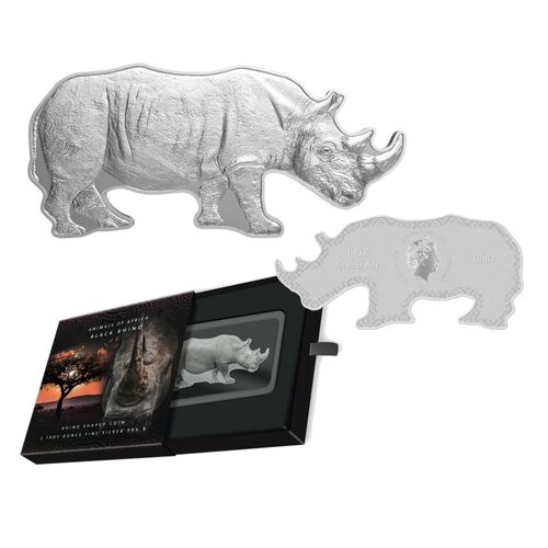 2022 $2 BLACK RHINO Animals of Africa 1oz Silver Coin Solomon Island