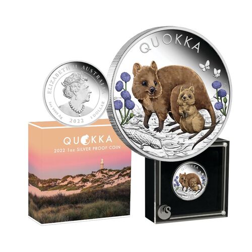 2022 $1 Quokka Coloured Silver Proof Coin