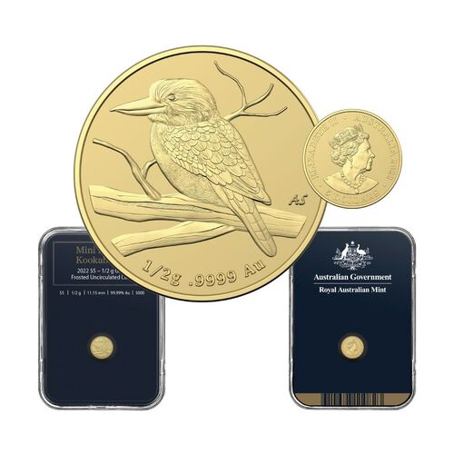 2022 $5 Mini Money Kookaburra 0.5g Gold Frosted Uncirculated Coin