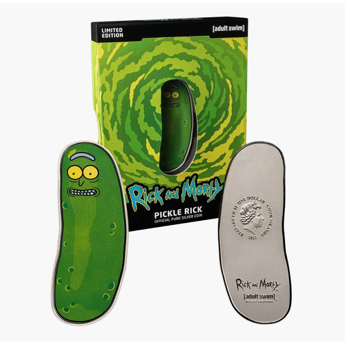 2022 $1 Rick and Morty Pickle Rick Coloured 1oz Silver Coin
