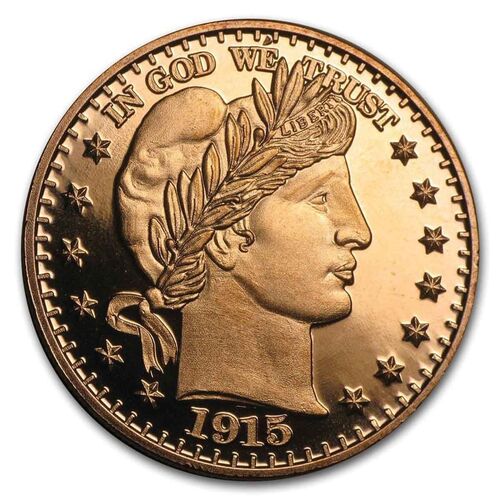 US Barber Half Dollar 1oz Copper Round