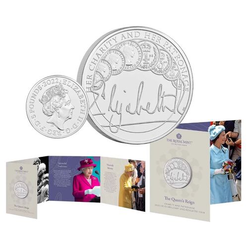 2022 £5 The Queen's Reign Charity and Patronage Brilliant Uncirculated Coin