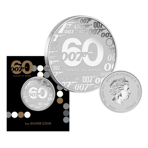 2022 60 Years of Bond 1oz Silver Coin in Card 