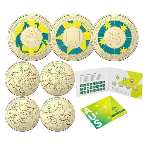 2022 $1 and $2 Australian Commonwealth Games Team AlBr Uncirculated Collection Folder