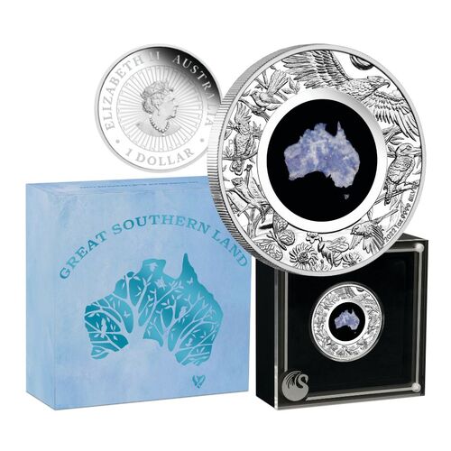 2022 Great Southern Land 1oz Silver Proof Blue Lepidolite Coin
