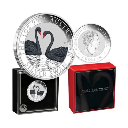 2022 Australian Swan 1oz Silver Coloured Coin