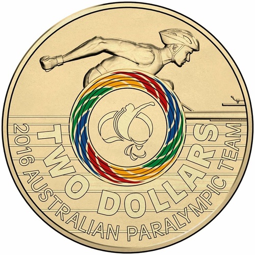 2016 Australian Paralaympic Team $2 Coloured Uncirculated Coin