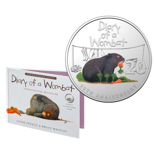 2022 20c 20th Anniversary Diary of a Wombat Coloured Special Ed Book/Coin