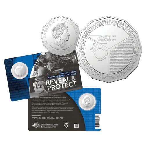 2022 50c 75th Anniversary of the Australian Signals Directorate (ASD) UNC  
